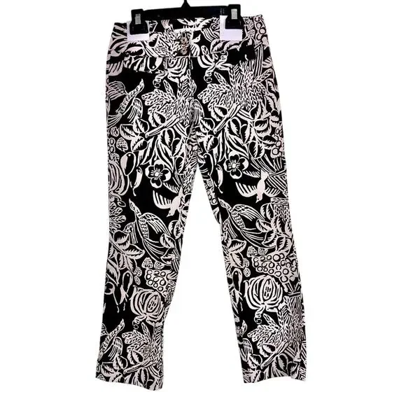 CAbi Serengeti Cropped Pants Brown White Tropical Print Sunset Keyna Style 351 - Picture 7 of 16